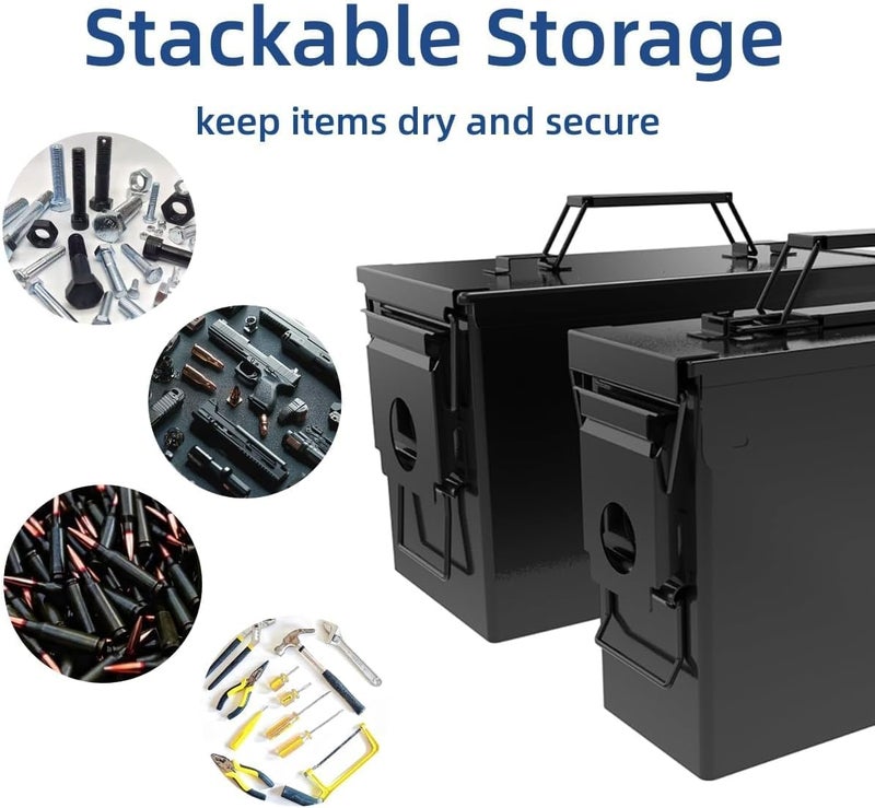 Patron 30 & 50 Cal Ammo Can Metal Ammo Box Storage Crate Case for Shotgun Bullet Rifle Ammunition Waterproof (Black or Green) - Image 4